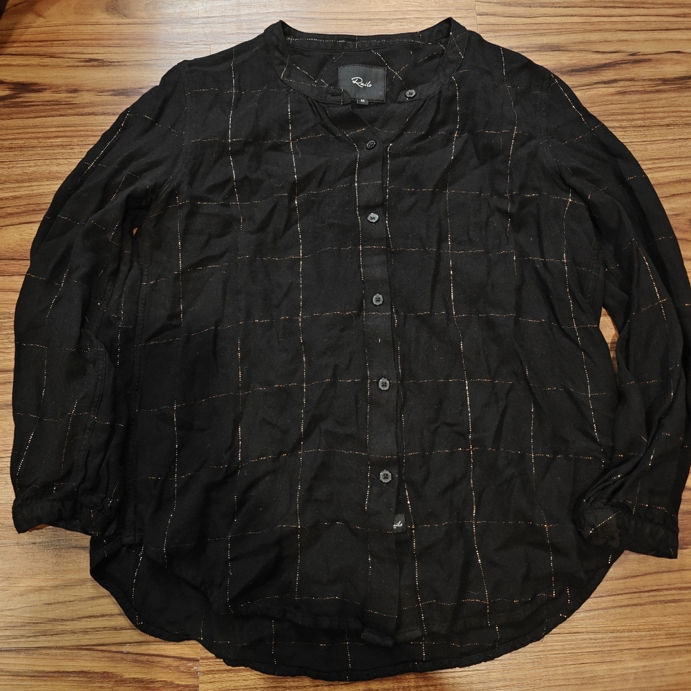 Rails Black Shirt with Subtle Gold Diamond Stitching